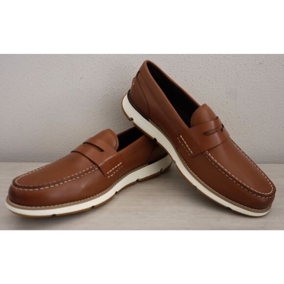 Cole Haan C34025 Mens Sz 9.5M British Tan/Ivory Leather 4.ZEROGRAND Loafers - Picture 15 of 16